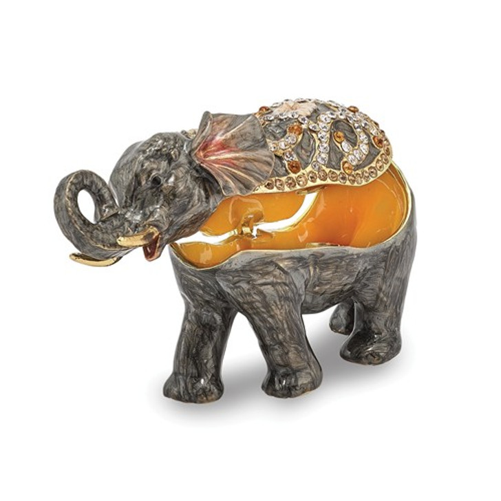 Bejeweled Princess Jaipur Grey Elephant Keepsake Box