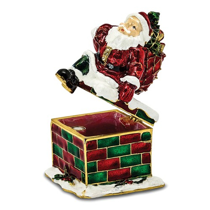 Bejeweled Santa In Chimney Keepsake Box