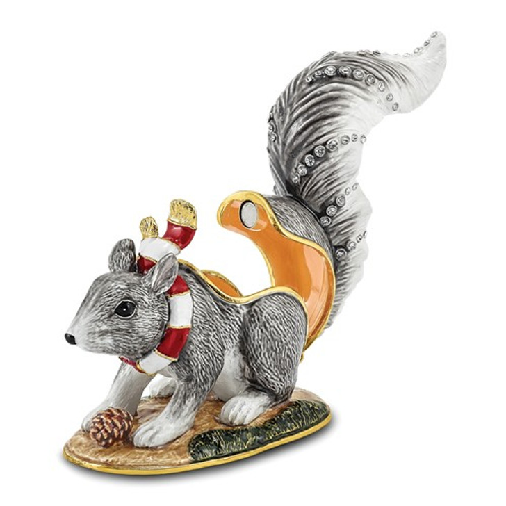 Bejeweled Winter Squirrel Keepsake Box