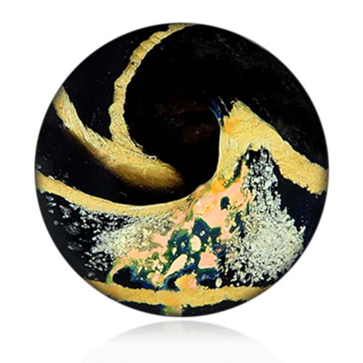 Black and Gold Cremains Encased in Glass Cremation Healing Stone