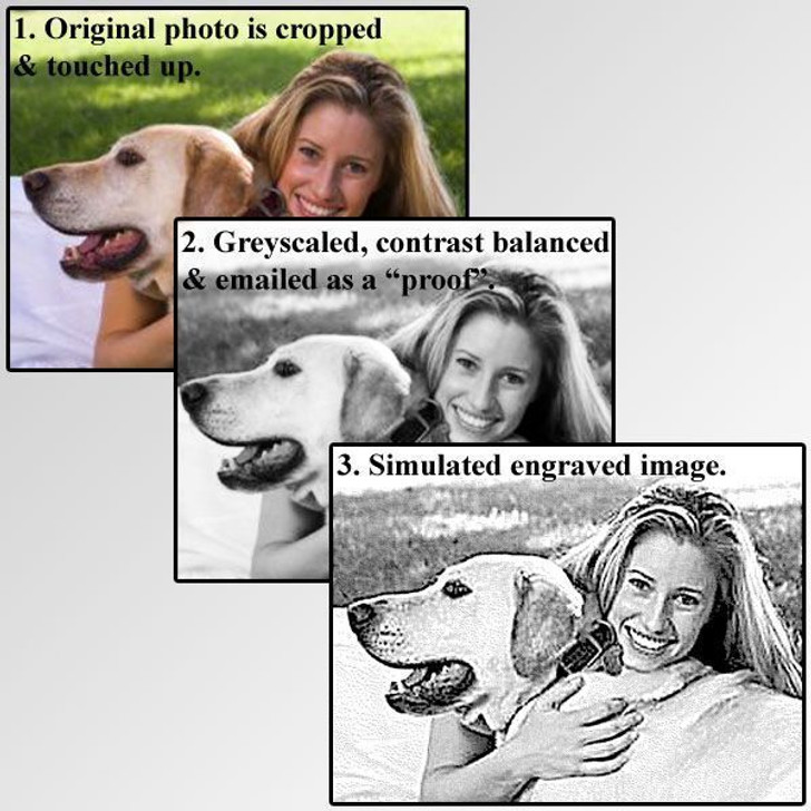 Black Granite Cube Pet Urn with Engraved Photo