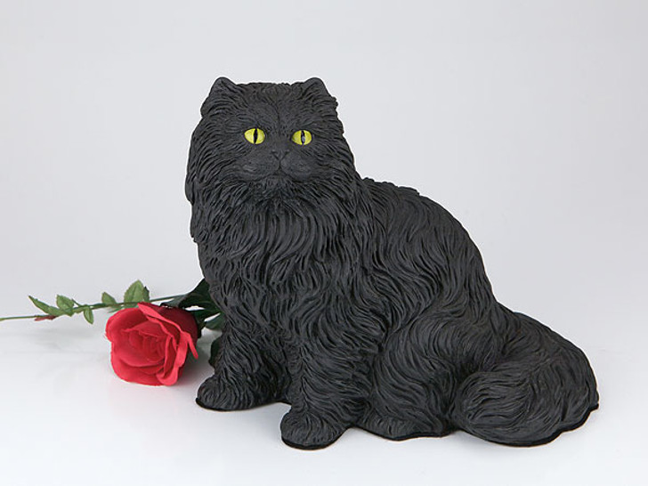 Black Longhair Cat Hollow Figurine Pet Cremation Urn - 2708