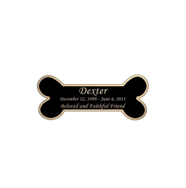 Dog Bone Nameplate - Engraved Black and Tan - 2-3/4  x  1-1/8