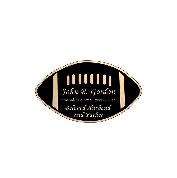 Football Nameplate - Engraved Black and Tan - 2-3/4 x 1-5/8