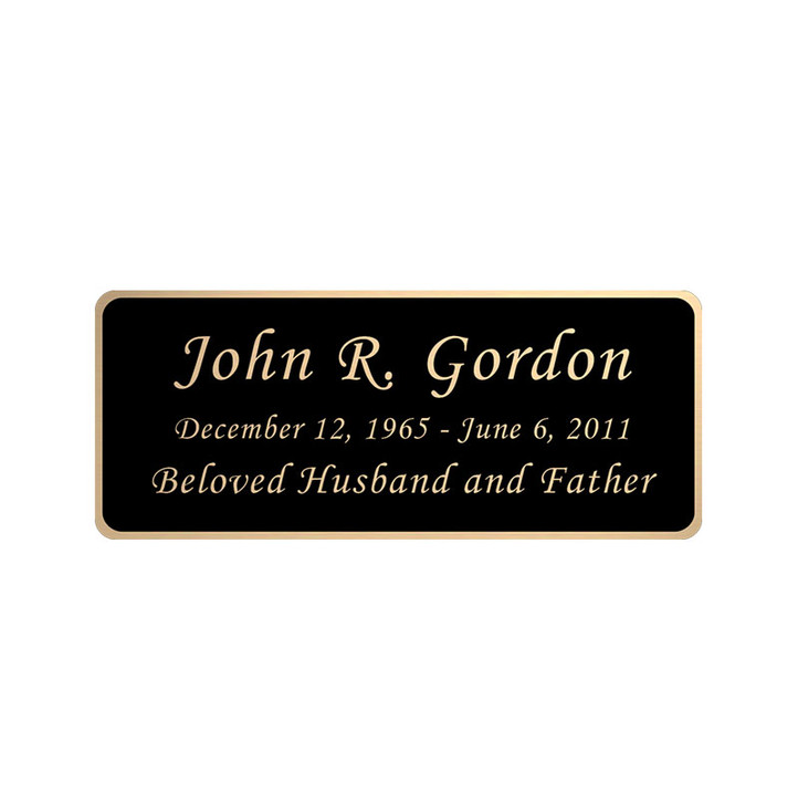 Black and Tan Engraved Nameplate - Rounded Corners - 3-1/2 x 1-7/16