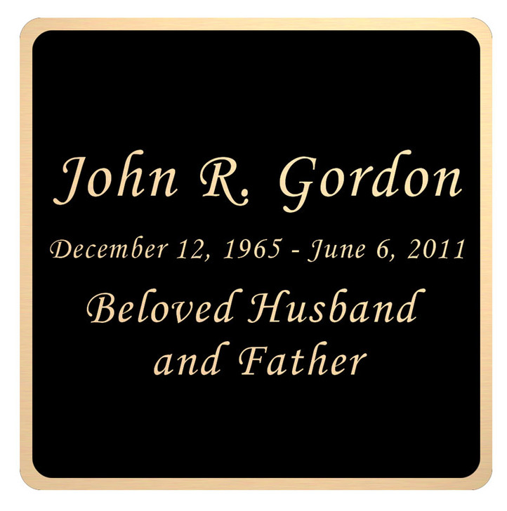 Black and Tan Engraved Nameplate - Square with Rounded Corners - 3-1/2 x 3-1/2