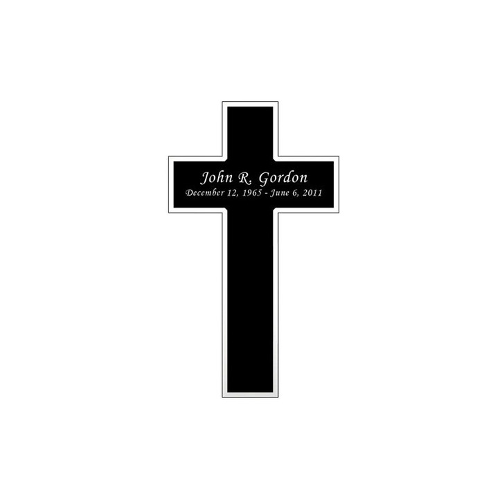Cross Nameplate - Engraved Black and Silver - 1-3/4  x  3