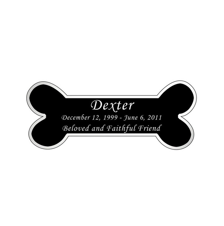 Dog Bone Nameplate - Engraved Black and Silver - 3-1/2  x  1-7/16