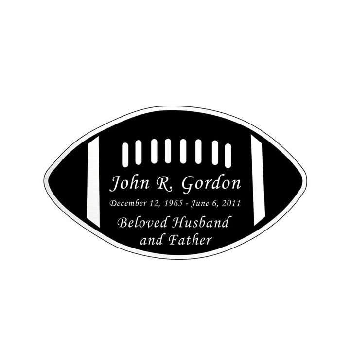 Football Nameplate - Engraved Black and Silver - 3-1/2 x 2