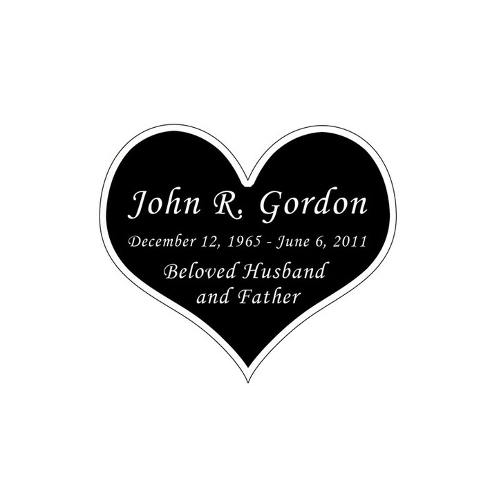 Heart Nameplate - Engraved Black and Silver - 1-7/8 x 1-5/8