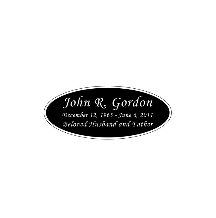 Black and Silver Engraved Nameplate - Oval - 2-3/4  x  1-1/8