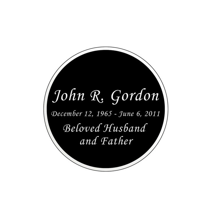 Round Nameplate - Engraved Black and Silver - 1-7/8  x  1-7/8