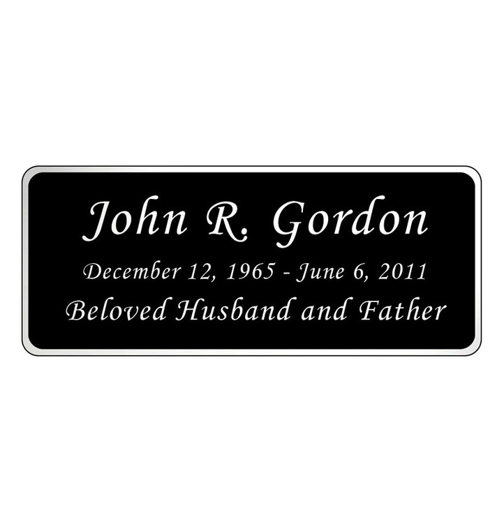 Black and Silver Engraved Nameplate - Rounded Corners - 3-1/2  x  1-7/16