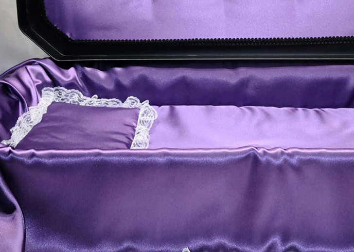 32 Inch Black with Purple Deluxe Child Infant Casket
