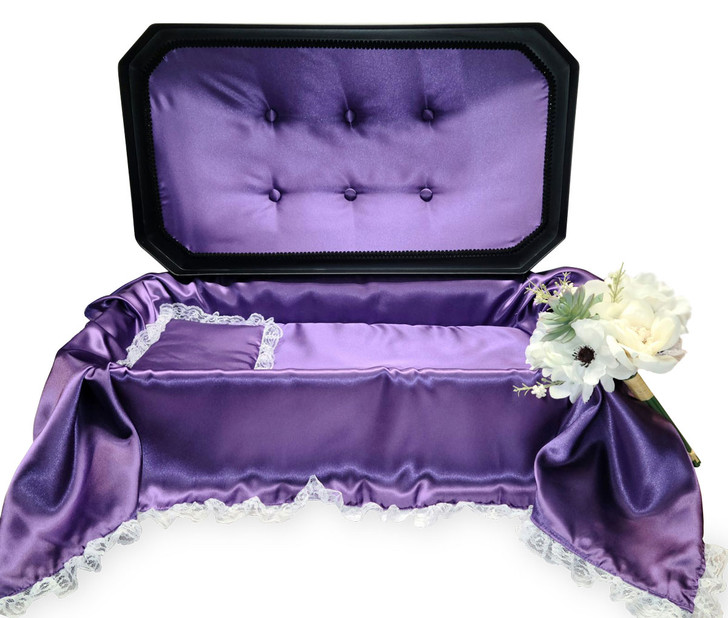 18 Inch Black with Purple Deluxe Child Infant Casket