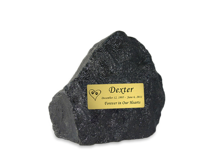 Large Black Rock Pet Urn