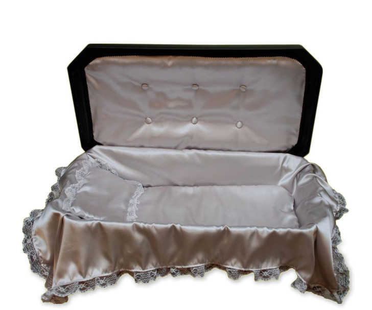 32 Inch Black with Silver Deluxe Child Infant Casket