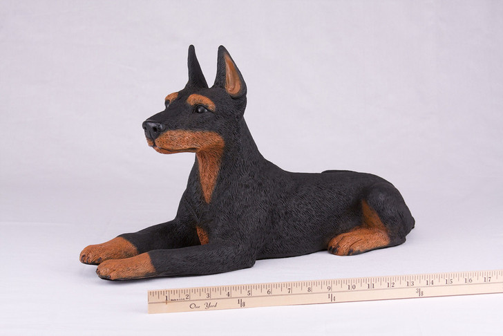 Black Tan Doberman Pincher Figurine Dog Urn - 2743