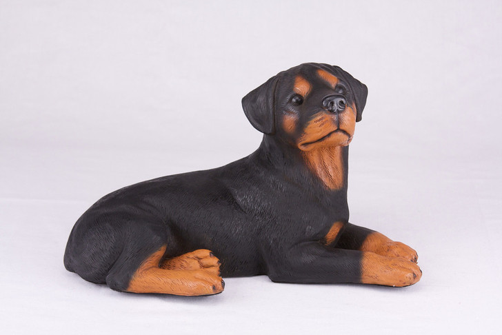 Black Tan Rottweiler Hollow Figurine Dog Urn - 2771