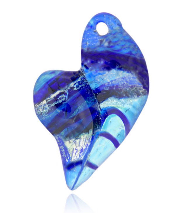 Blue is My Heart Cremains Encased in Glass Cremation Jewelry Pendant