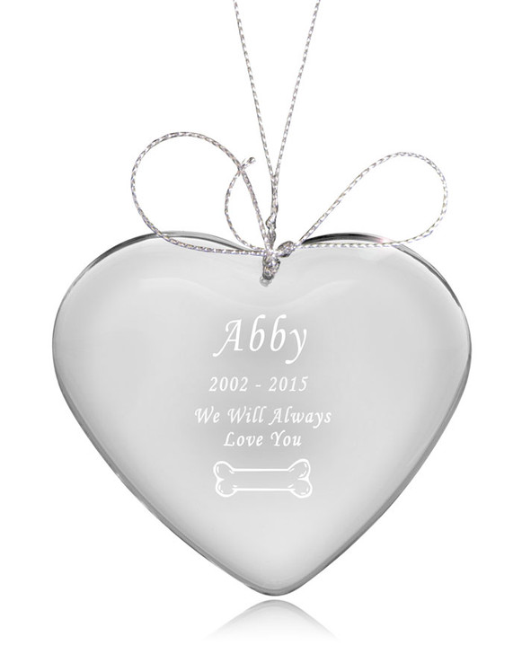 Bone Heart Crystal Pet Memorial Ornament