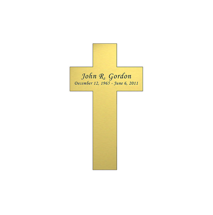 Cross Nameplate - Engraved - Gold - 1-3/4  x  3