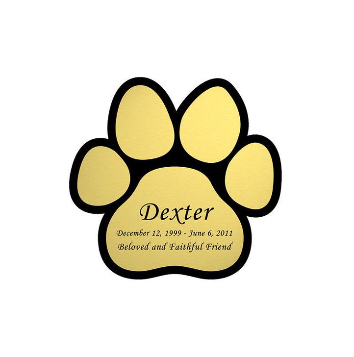 Paw Print Nameplate - Engraved - Gold - 1-7/8  x  1-7/8