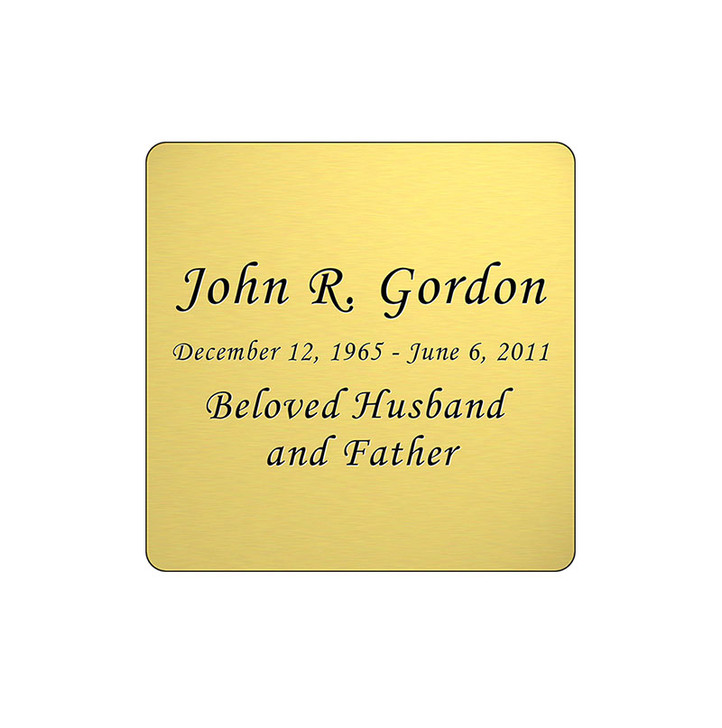 Gold Engraved Nameplate - Square with Rounded Corners - 1-7/8  x  1-7/8