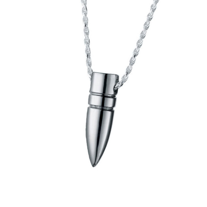 Bullet Sterling Silver Cremation Jewelry Pendant Necklace