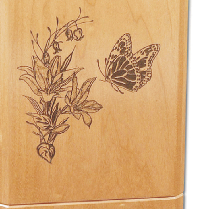 Butterfly Classic Maple Wood Cremation Urn