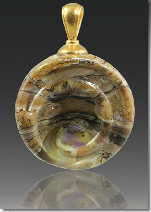 Calico Helix Cremains Encased in Glass Cremation Jewelry Pendant