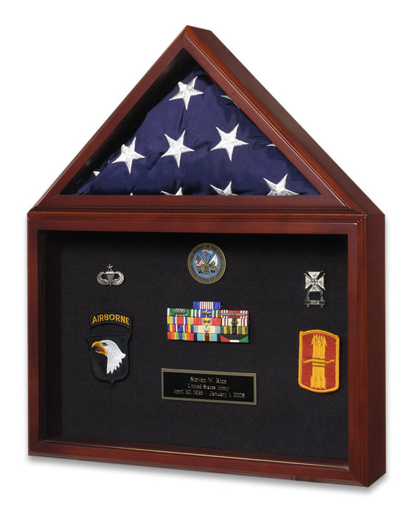 Capitol Flag Display Case with Vintage Oak Finish