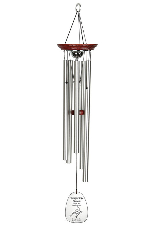 Cardinal Memorial Wind Chime Cremation Urn with Engraving