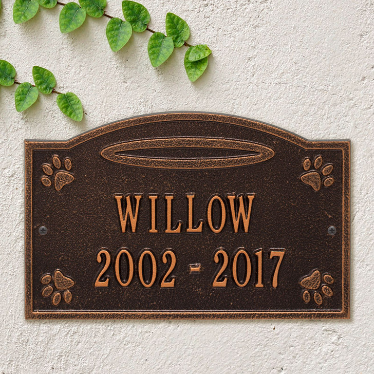 Personalized Angel in Heaven Pet Lawn and Garden Memorial Wall Plaque or Garden Marker - 9 Colors