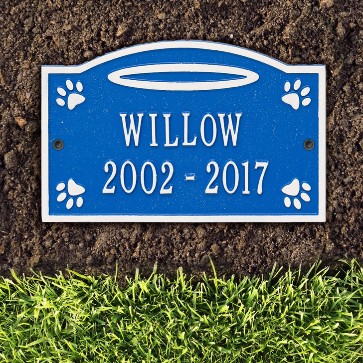 Personalized Angel in Heaven Pet Lawn and Garden Memorial Wall Plaque or Garden Marker - 9 Colors
