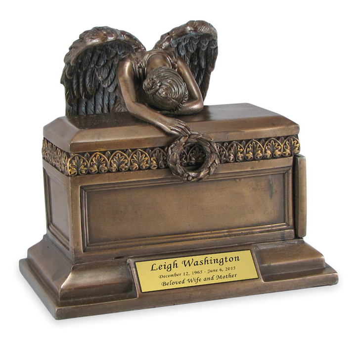 Angel of Bereavement Cold Cast Bronze Finish Keepsake Cremation Urn