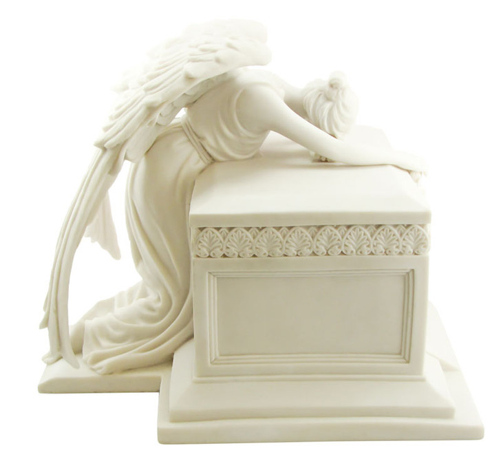 Angel of Bereavement Cold Cast White Alabaster Cremation Urn