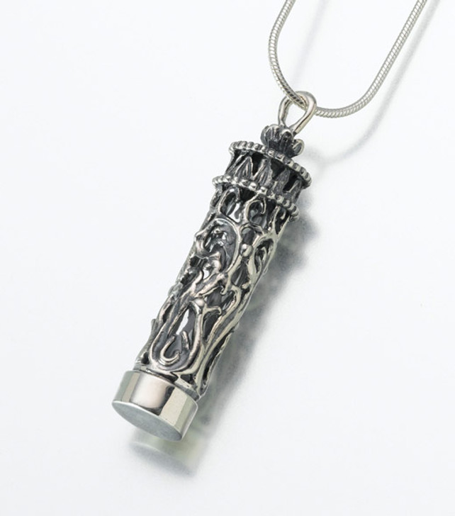 Sterling Silver Cylinder Urn | Cremation Necklace for Men | Holds Ashes | 20 Chain