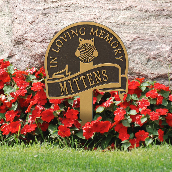 Personalized Cat With Yarn Lawn and Garden Memorial Marker - 9 Colors