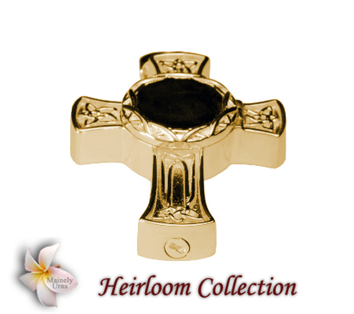 Celtic Cross Photo Locket Cremation Jewelry in Solid 14k Yellow Gold or White Gold