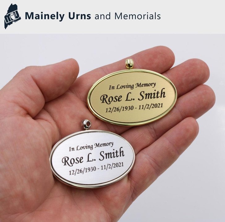 Engravable Oval Cremation Urn Pendant - 2 Color Choices