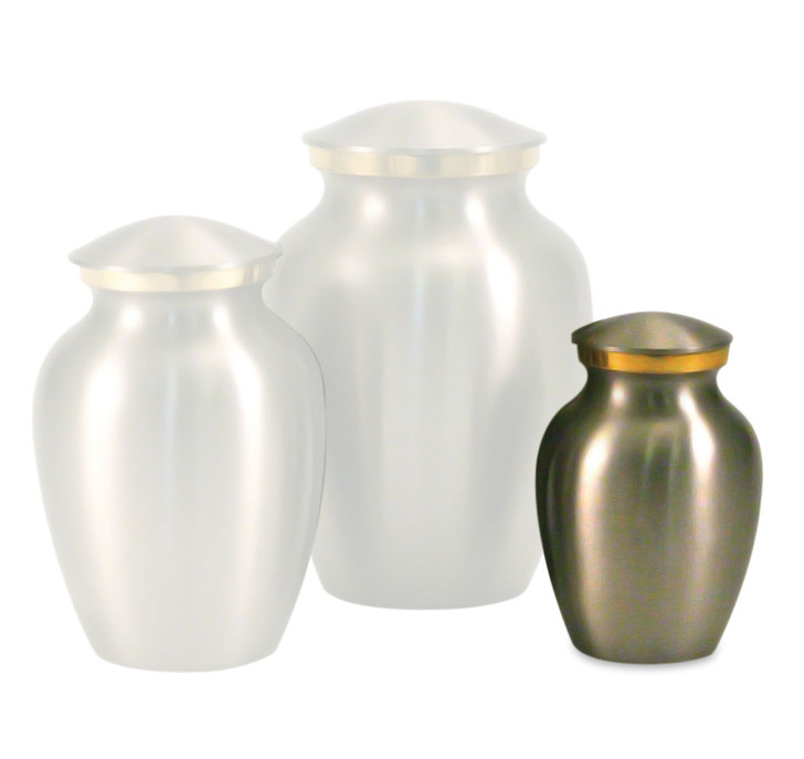 Petite Classic Pewter Brass Cremation Urn - Engravable