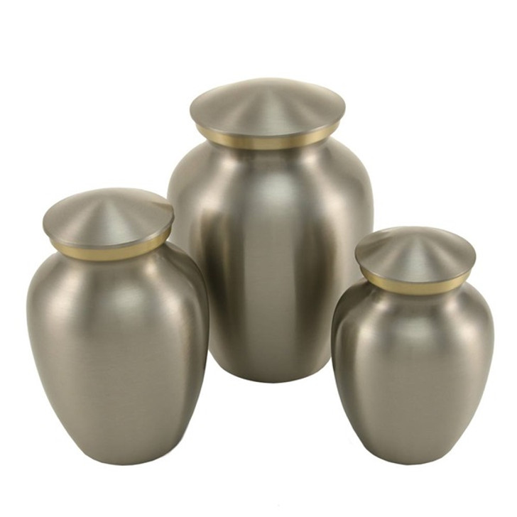 Petite Classic Pewter Brass Cremation Urn - Engravable