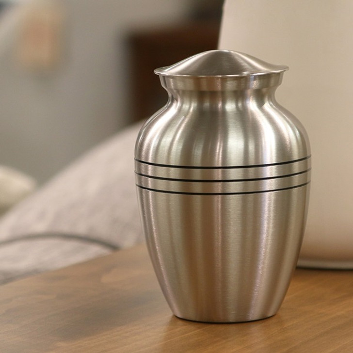 Classic Pewter Brass Extra Small Cremation Urn - Engravable