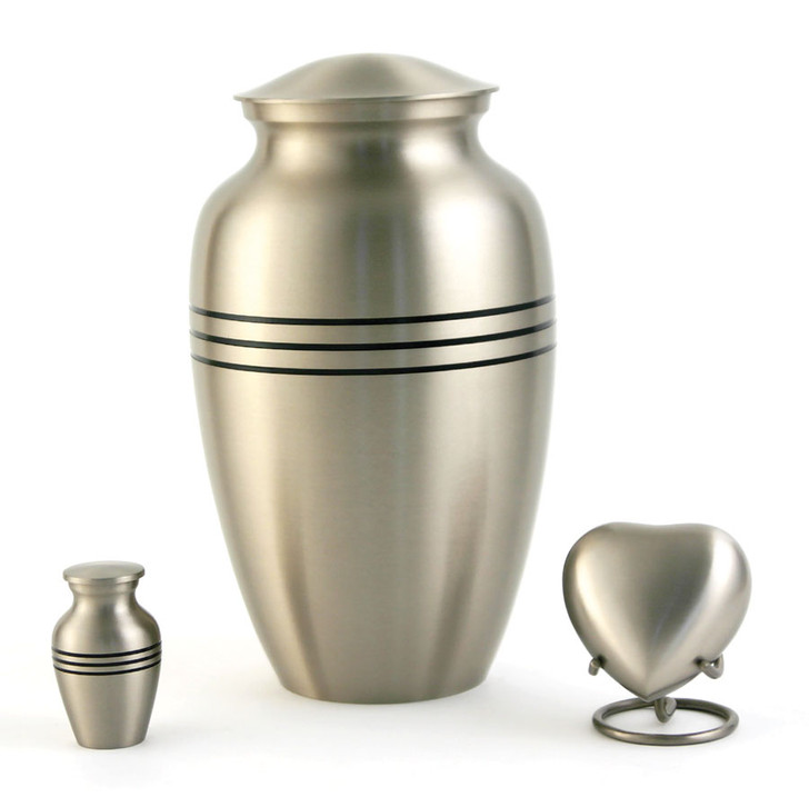 Classic Pewter Heart Brass Keepsake Cremation Urn - Engravable