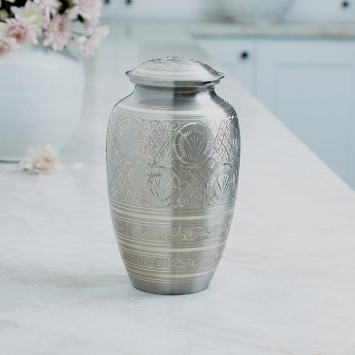 Classic Platinum Brass Cremation Urn