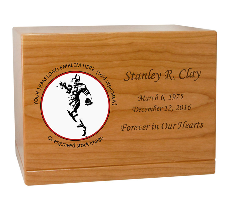 College Football Cremation Urn - Solid Cherry Wood 1