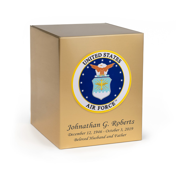 Air Force Emblem Bronze Snap Top Cremation Urn