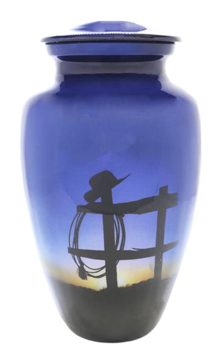 Cowboy Farewell Picture Cremation Urn