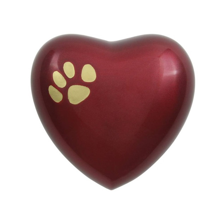 Crimson Heart Paw Print Keepsake Paw Print  Pet Urn - Engravable